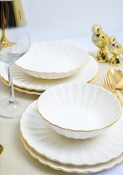 FARİKA IŞIL GOLD MODEL 24 PARÇA PORSELEN YEMEK TAKIMI