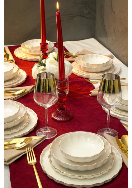 FARİKA HABBE ALTIN YALDIZLI 24 PARÇA   PORSELEN YEMEK TAKIMI