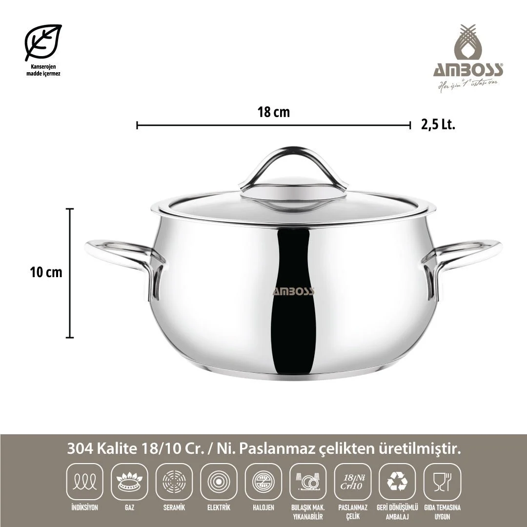 Amboss Moon 10 Parça Paslanmaz Çelik Çeyiz Tencere Seti