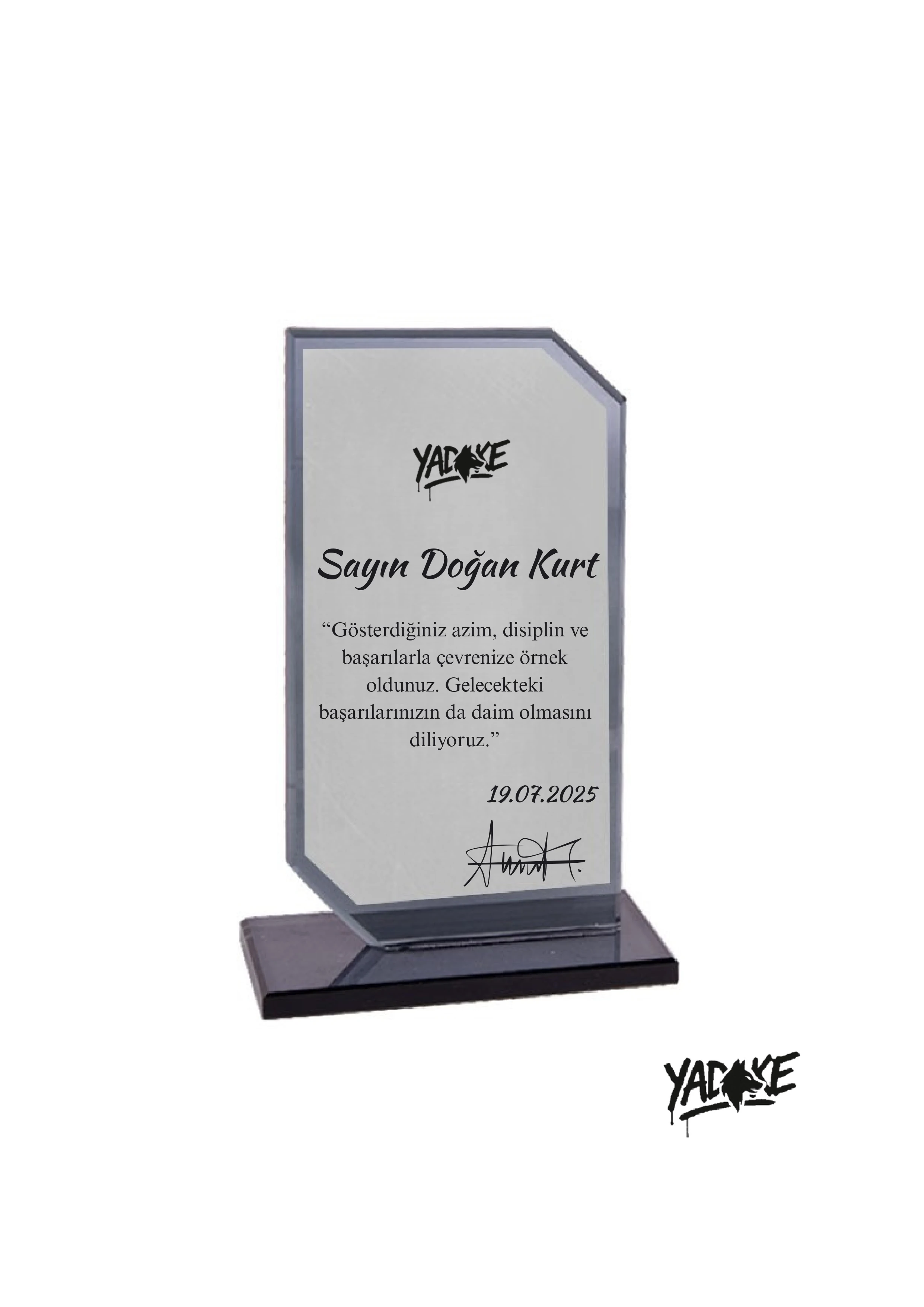 Kişiselleştirilebilir Füme Kristal Cam Plaket