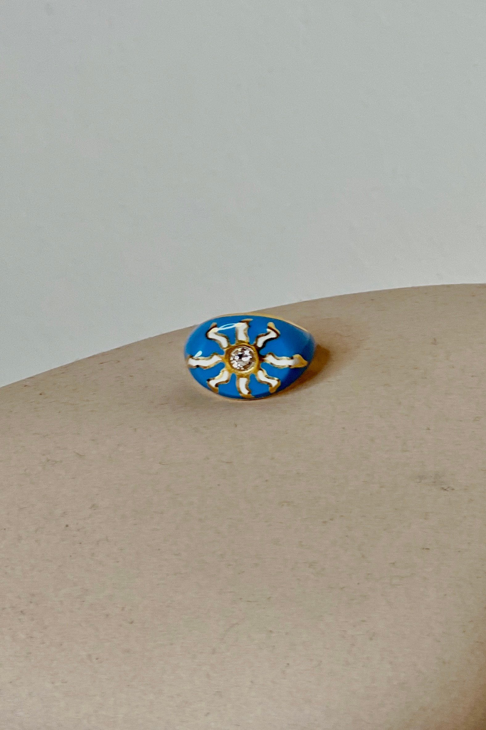 Piovere Blue Enamel Ring