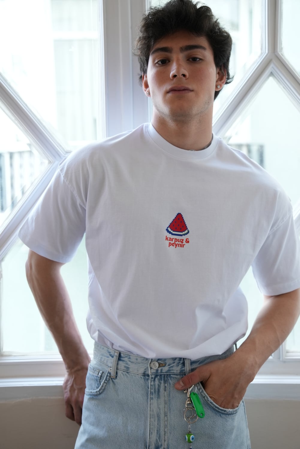 Karpuz Peynir Baskılı Oversize Tişört