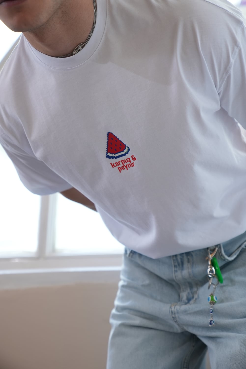 Karpuz Peynir Baskılı Oversize Tişört