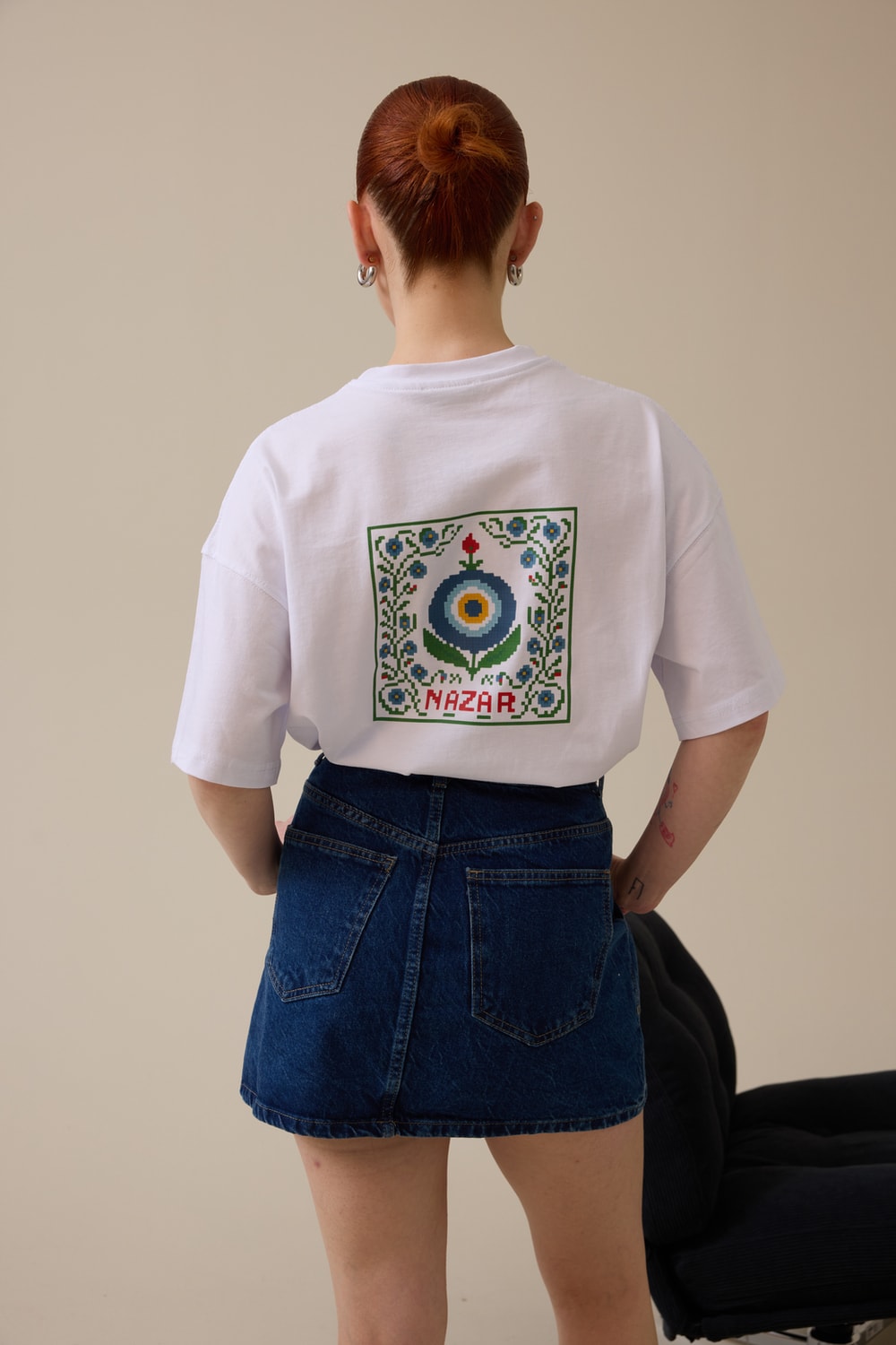 Nazar Baskılı Oversize Tişört