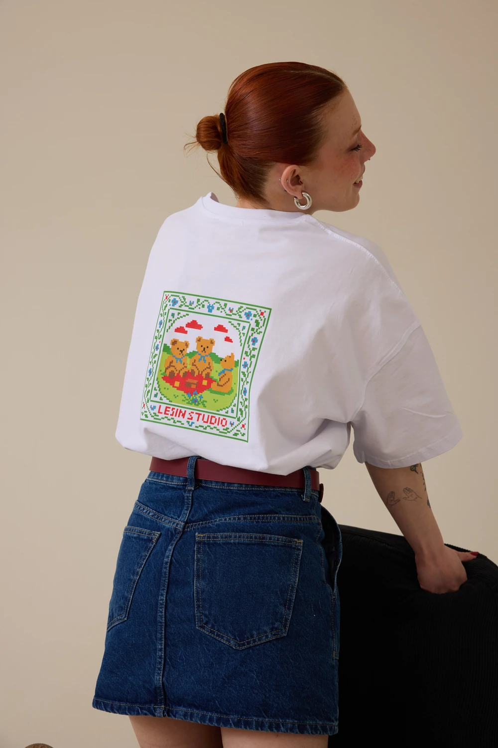 Bal Gang Baskılı Oversize Tişört