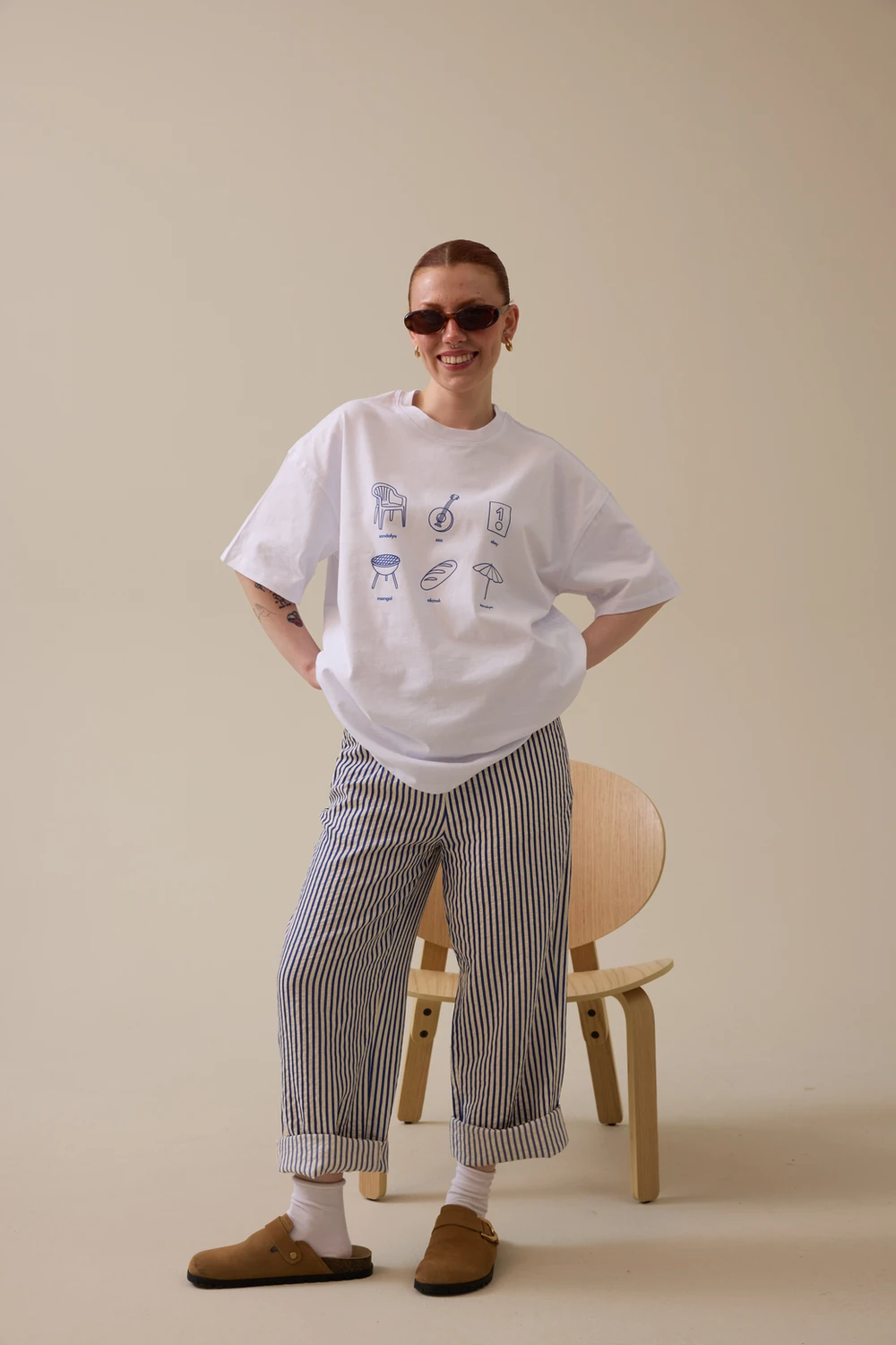 Mangal Baskılı Oversize Tişört