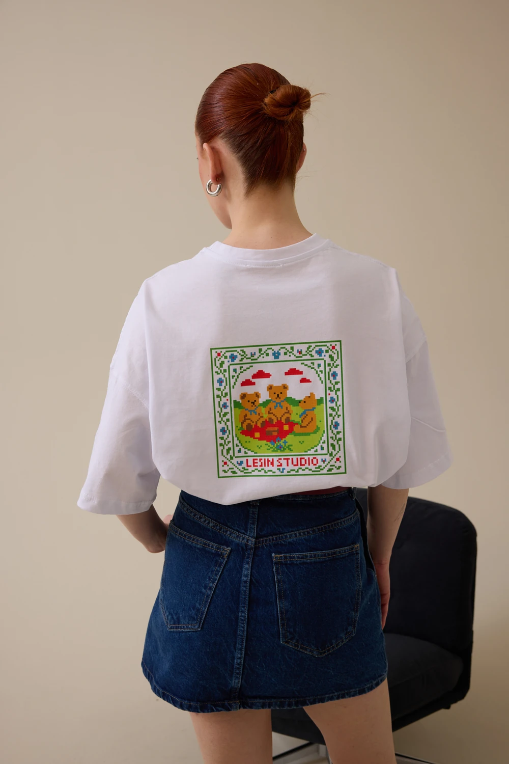 Bal Gang Baskılı Oversize Tişört