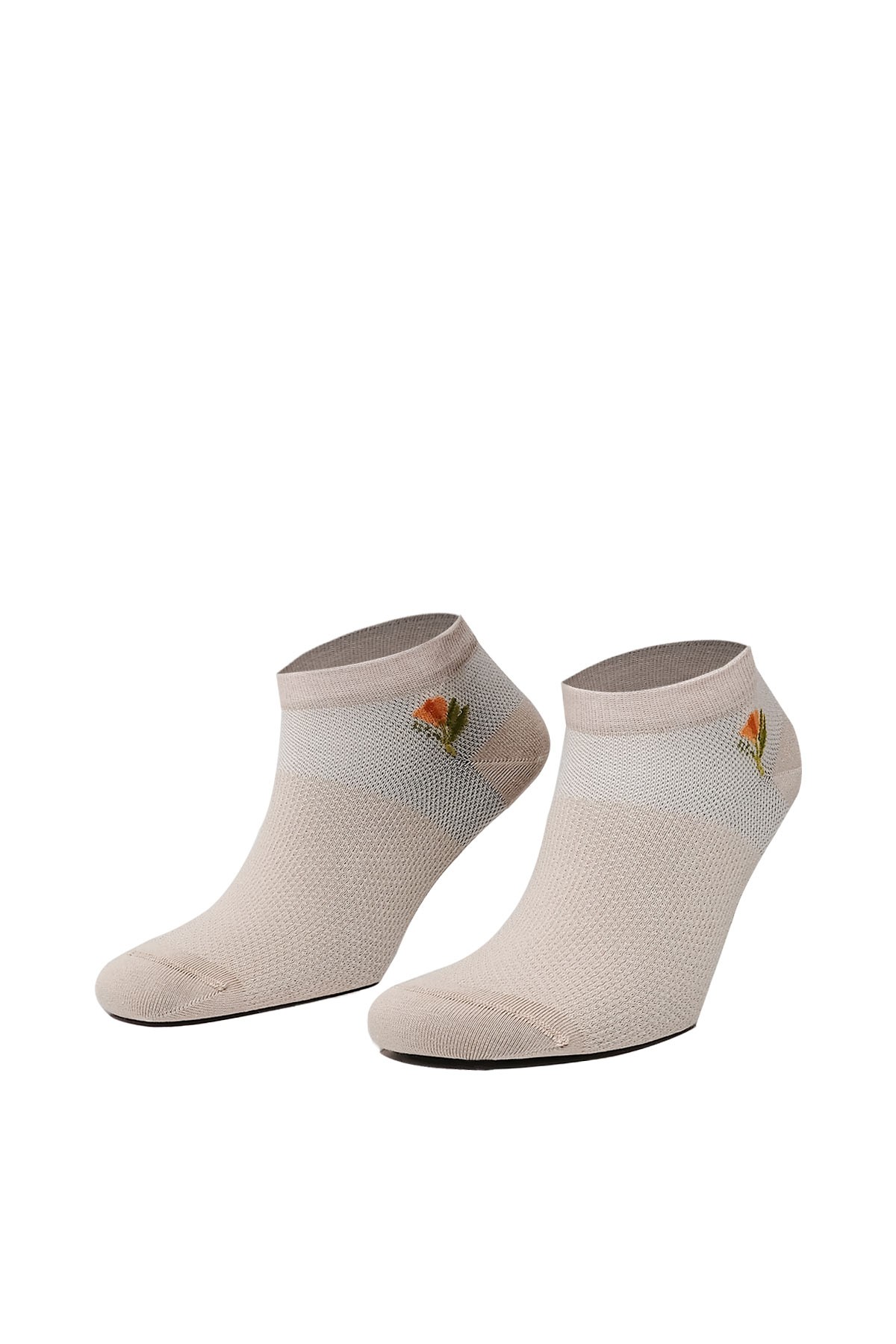 Aytuğ Women’s Cotton Sneaker Socks – 12-Pack with Delicate Floral Detail