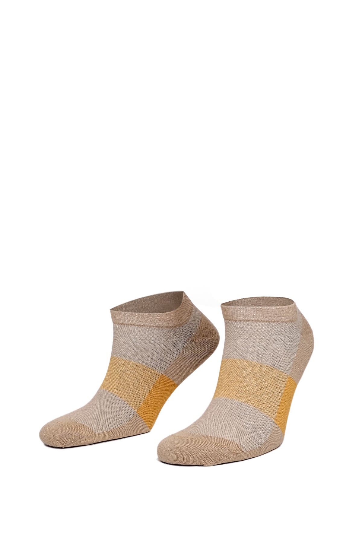 Bamboo Sneaker Socks for Men – Aytuğ 12-Pack, Two-Tone Striped Design in Soft Color Contrasts