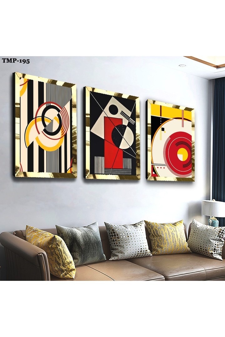 Huzur Renkli Gold Pleksili Saat Ve Solmaz MDF Tablo