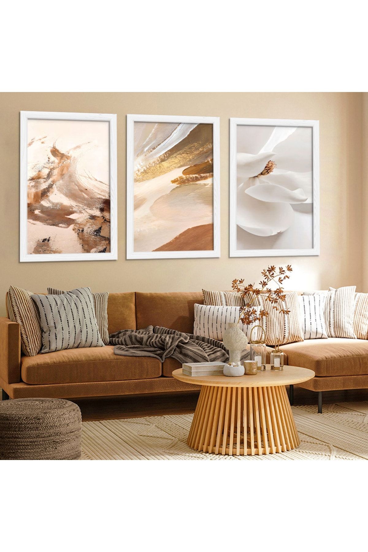 Beyaz Ahşap Çerçeveli Modern Tablo