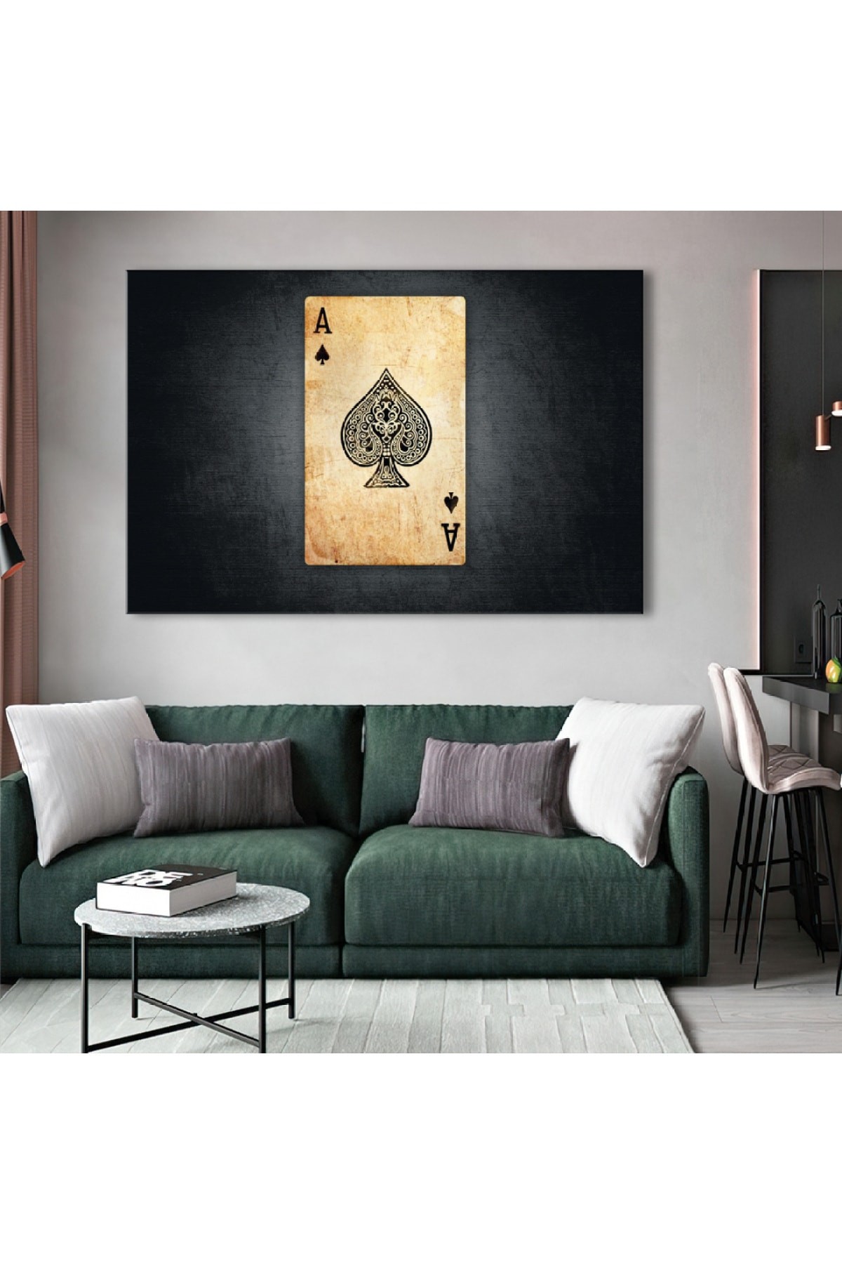 Maça As Ahşap Şase Dijital Baskı Kanvas Tablo 120X80Cm