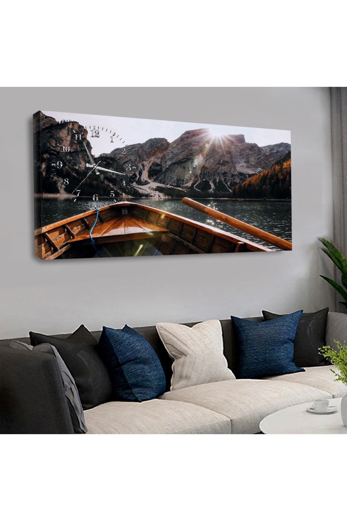 120x60 Saatli Manzara Kanvas Tablo