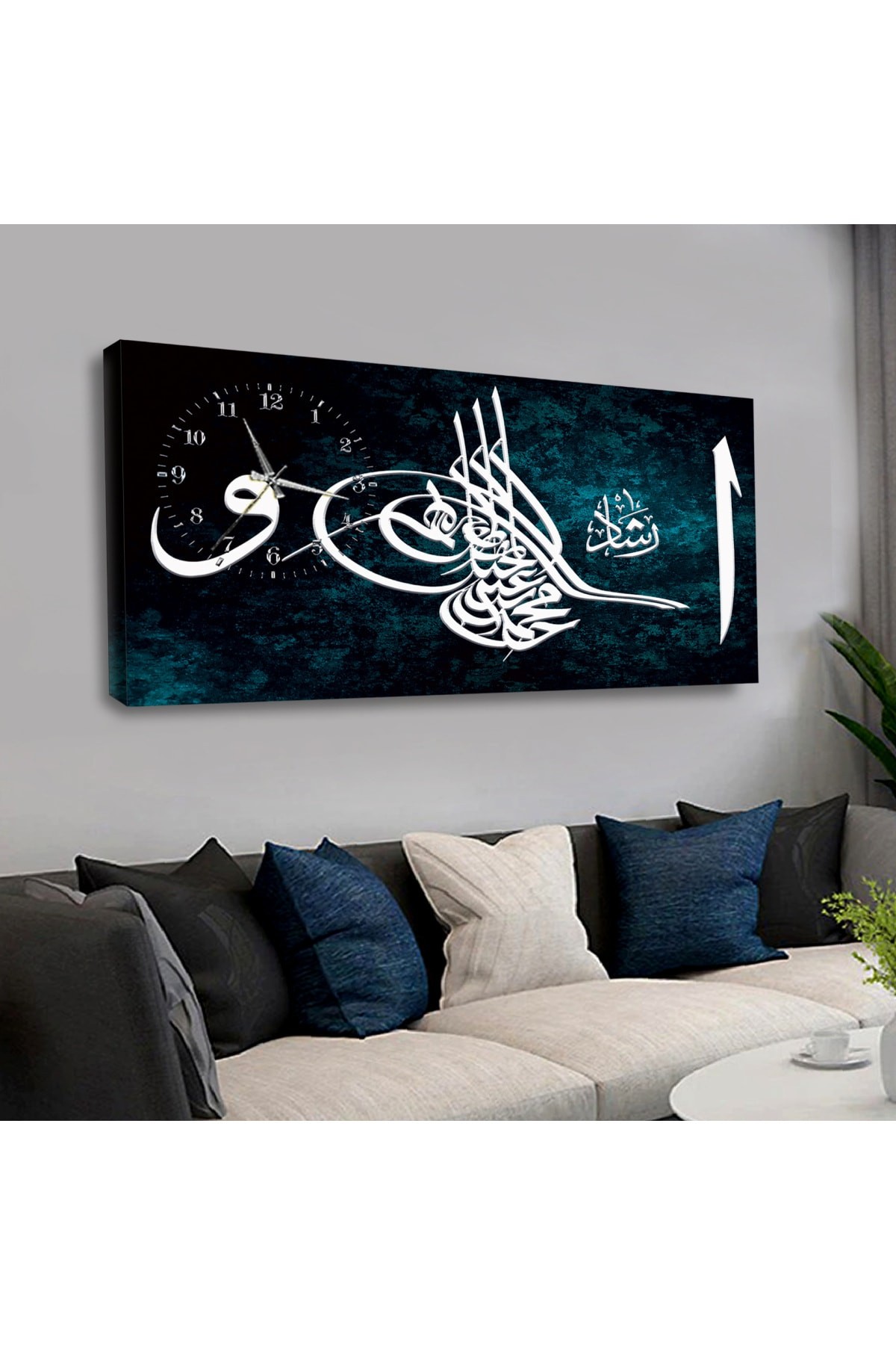 Osmanlı Mührü saatliAhşap Şase Dijital Baskı Kanvas Tablo