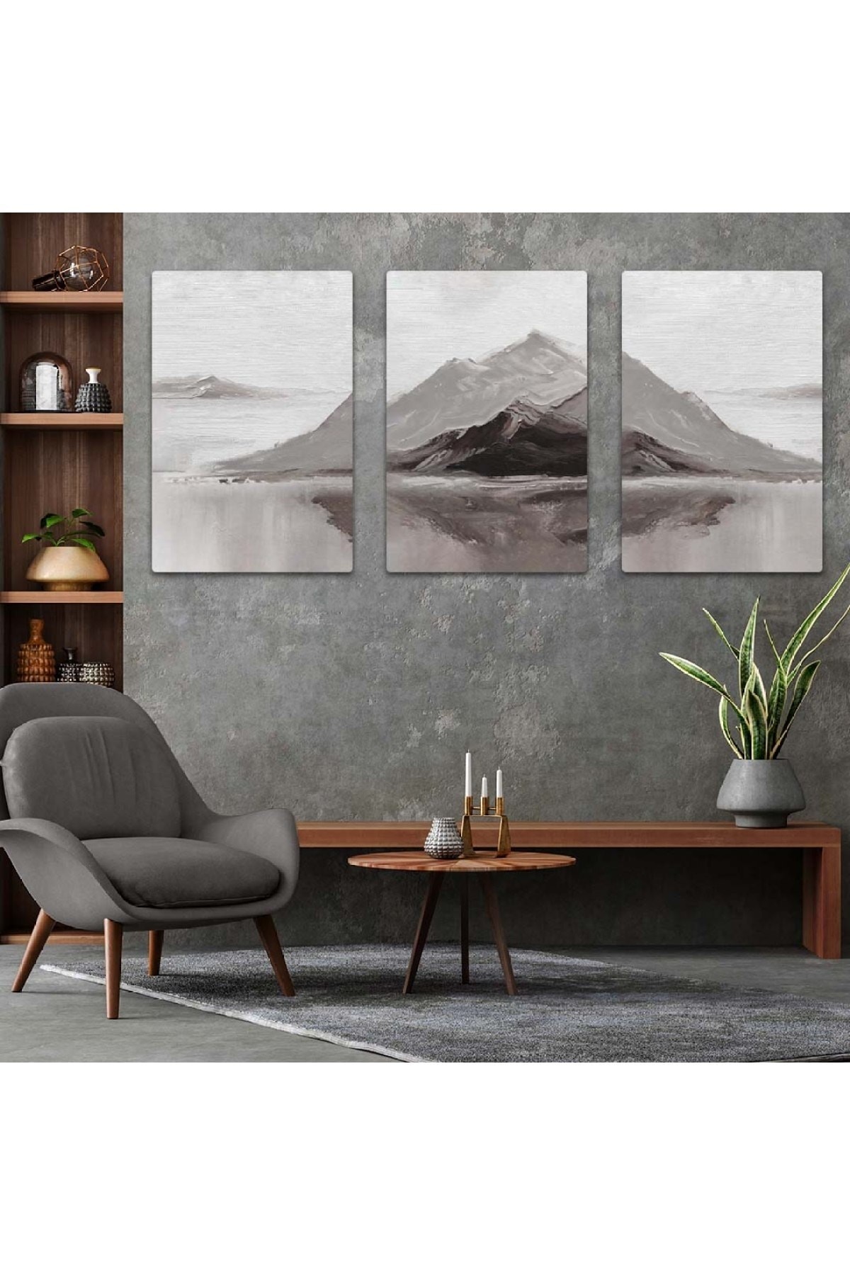 Kolaj Çizim Dağ 3'Lü Ekstra Dayanıklı Solmaz MDF Tablo Set
