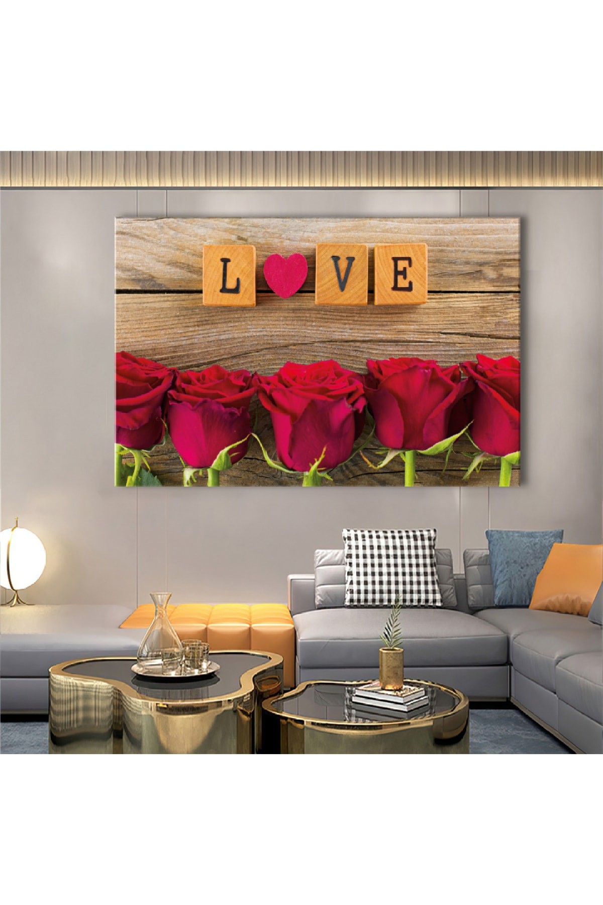 Love Ahşap Şase Dijital Baskı Kanvas Tablo 120X80Cm