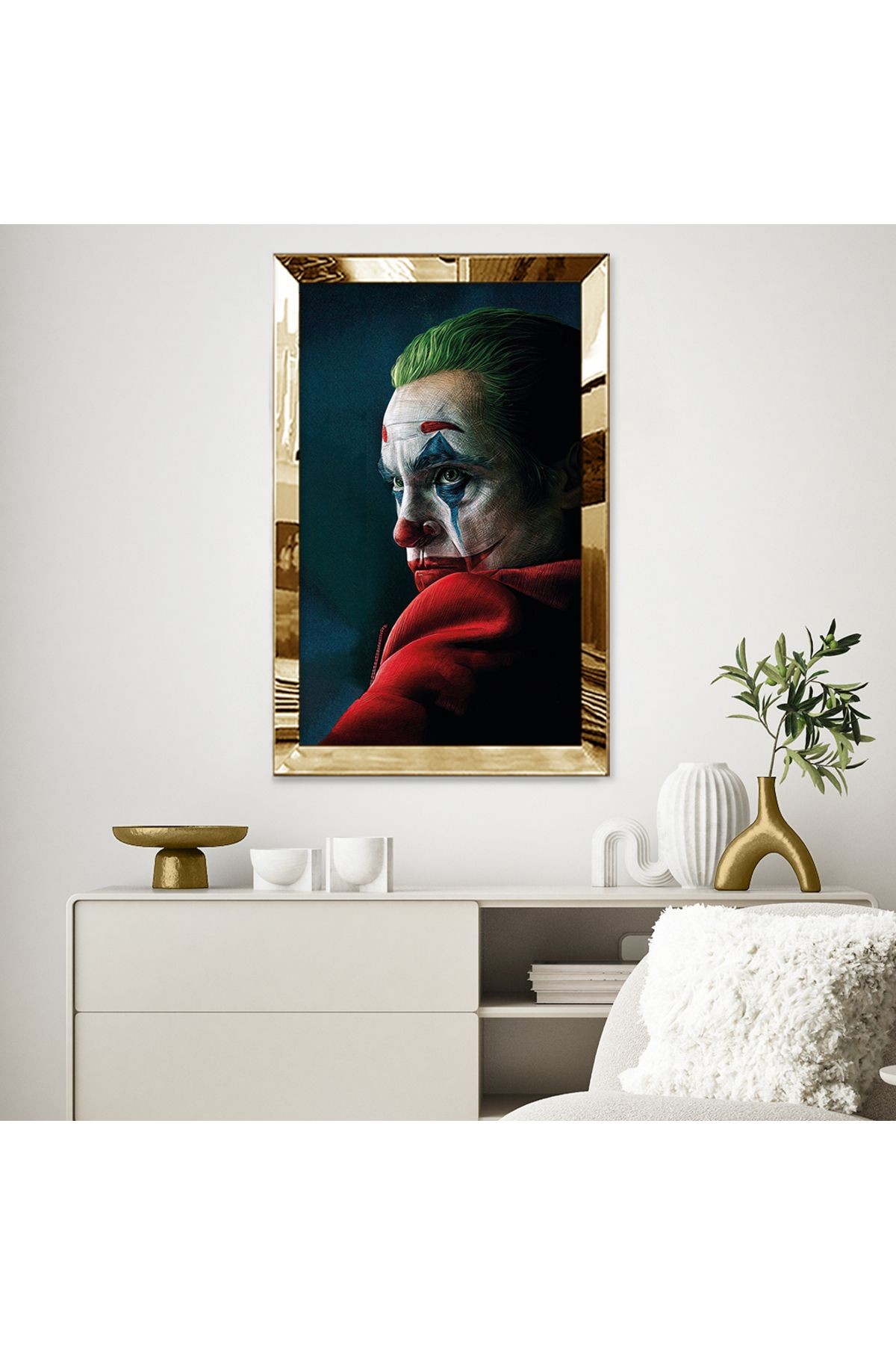 Gold Aynalı Pleksi Çerçeveli Joker Mdf Tablo