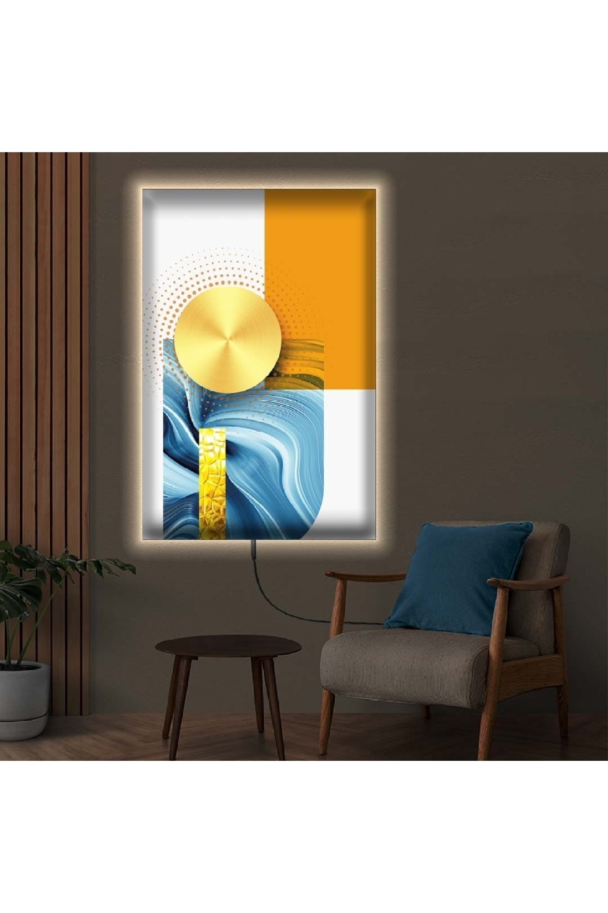 Minimal Modern Tablo Ledli Modern Çizim Dijital Baskı Kanvas Tablo 70X100Cm