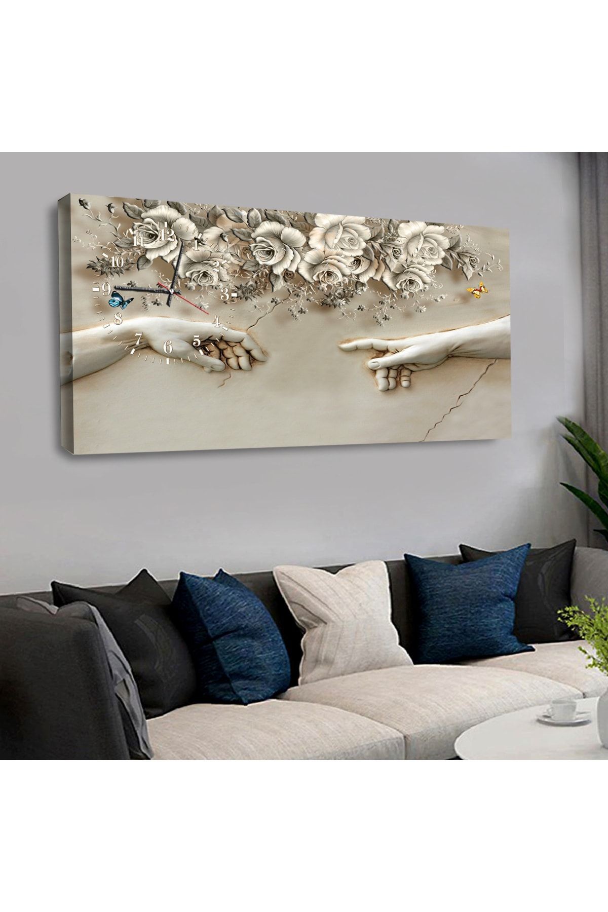 120 X 60 Saatli Kanvas Sanat Tablo