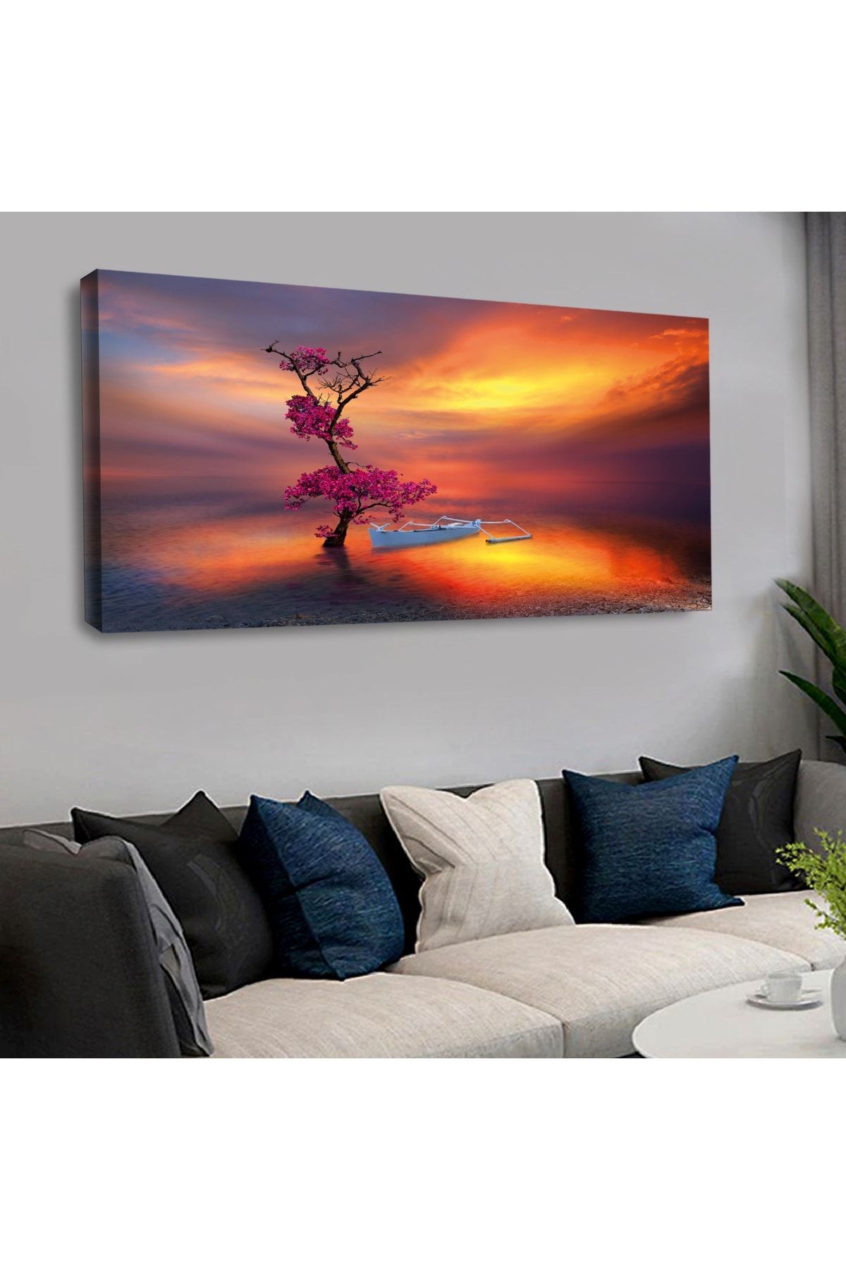 120 X 60 Cm Kanvas Günbatımı Manzara Tablo
