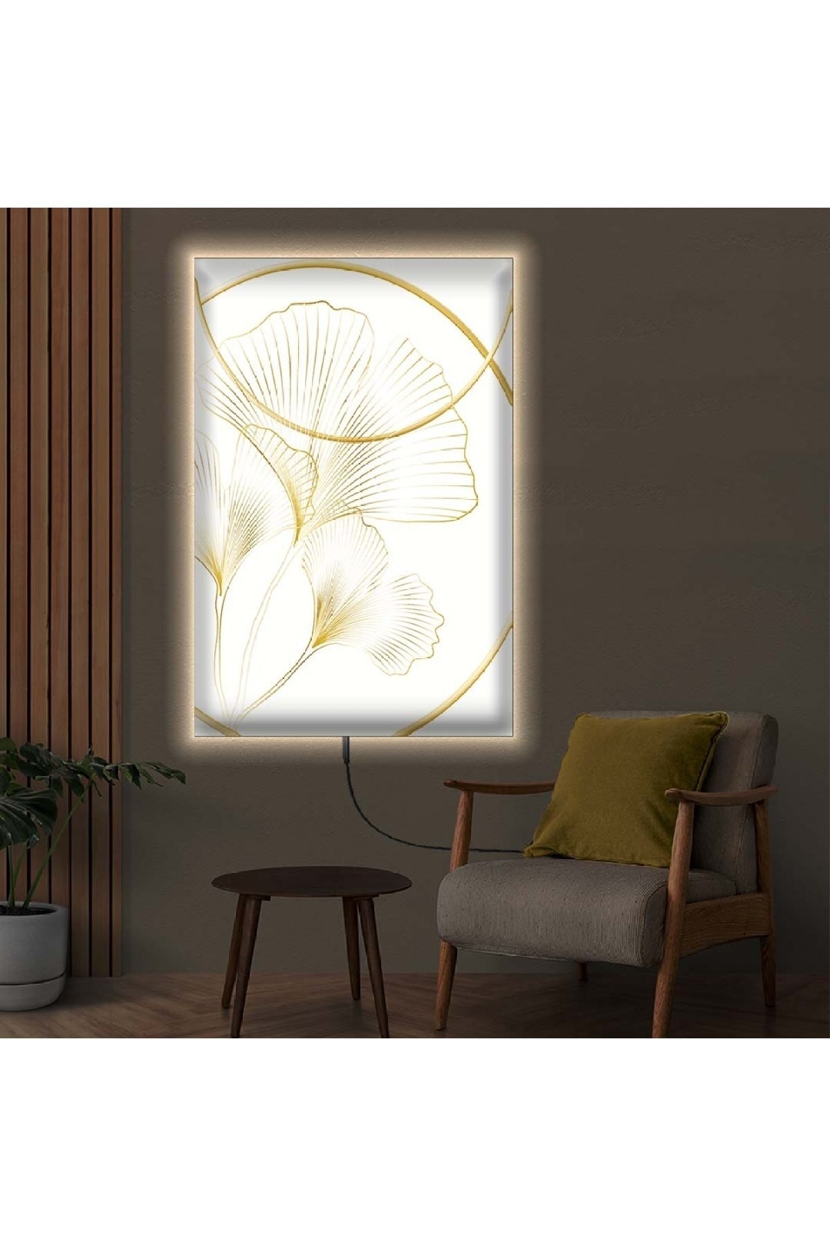 Oturma Odası Tablosu Renkli Ledli Modern Çizim Dijital Baskı Kanvas Tablo 50X70Cm