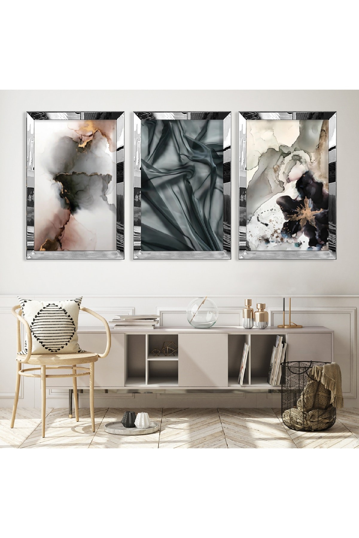 Sanat Tablosu Kolaj Çizim Gold Pleksi Kenar Solmaz MDF Tablo
