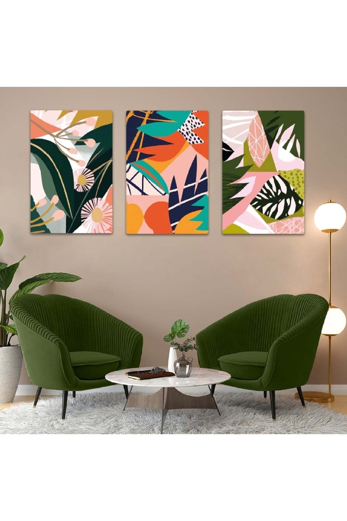 Renkli 3'Lü Ekstra Dayanıklı Solmaz MDF Tablo Set