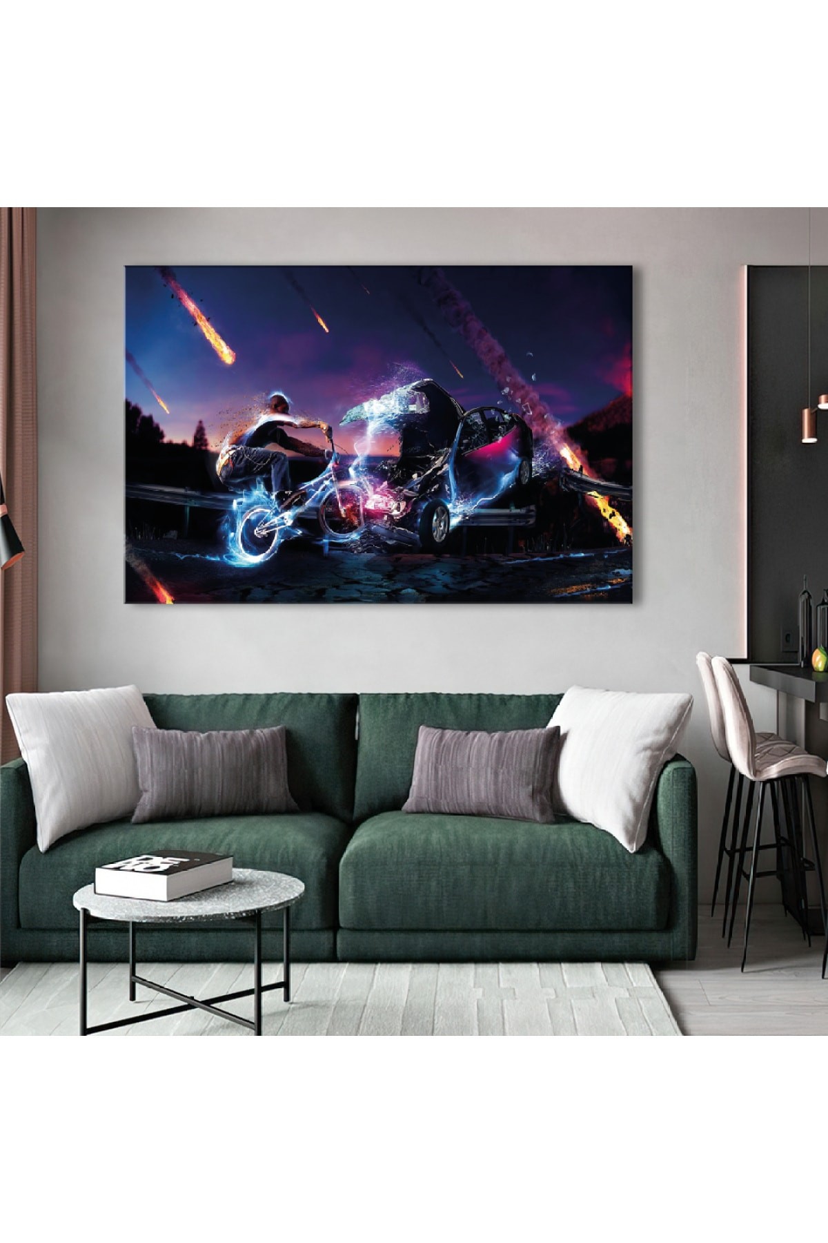 Meteor Yağmuru Ahşap Şase Dijital Baskı Kanvas Tablo 120X80Cm