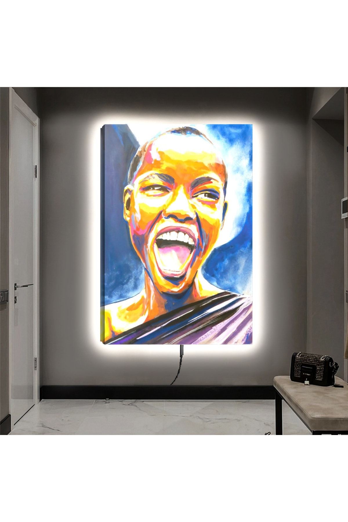 Ledli 90x60 Afrikalı Küçük Kız Kanvas Tablo