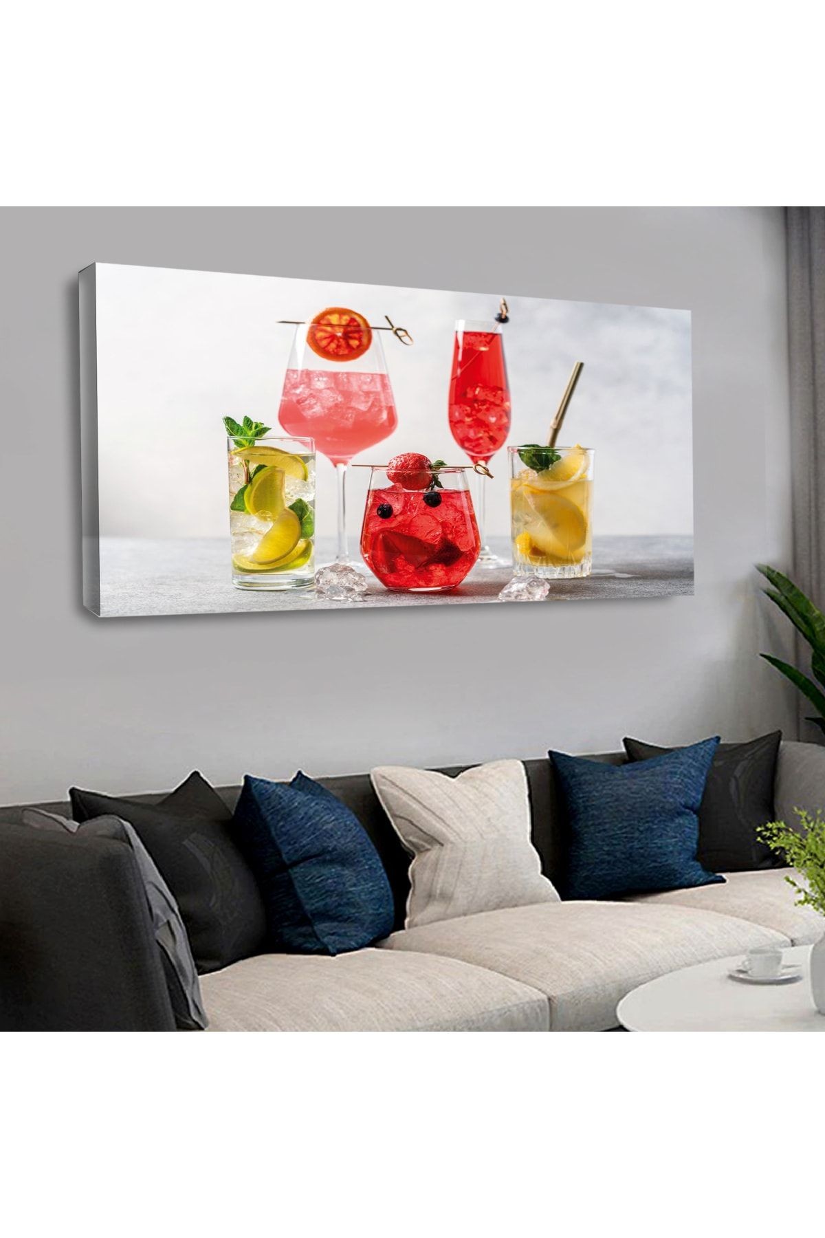 120 X 60 Saatli Kanvas Mojito Tablo