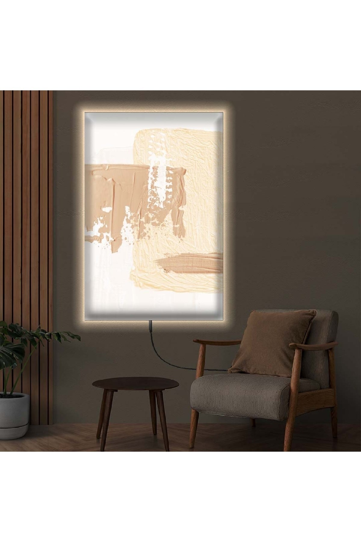 Salon Tablosu Ledli Modern Çizim Ahşap Şase Dijital Baskı Kanvas Tablo 50X70Cm