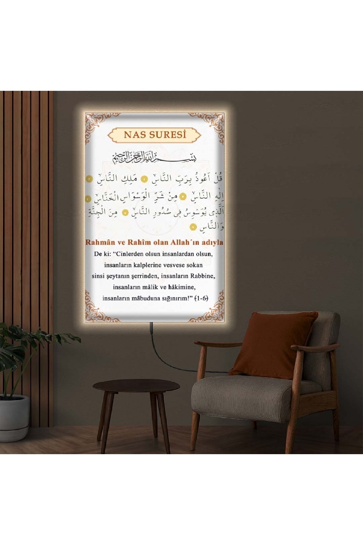 Ledli Nas Süresi Ahşap Şase Dijital Baskı Kanvas Tablo 90X60Cm