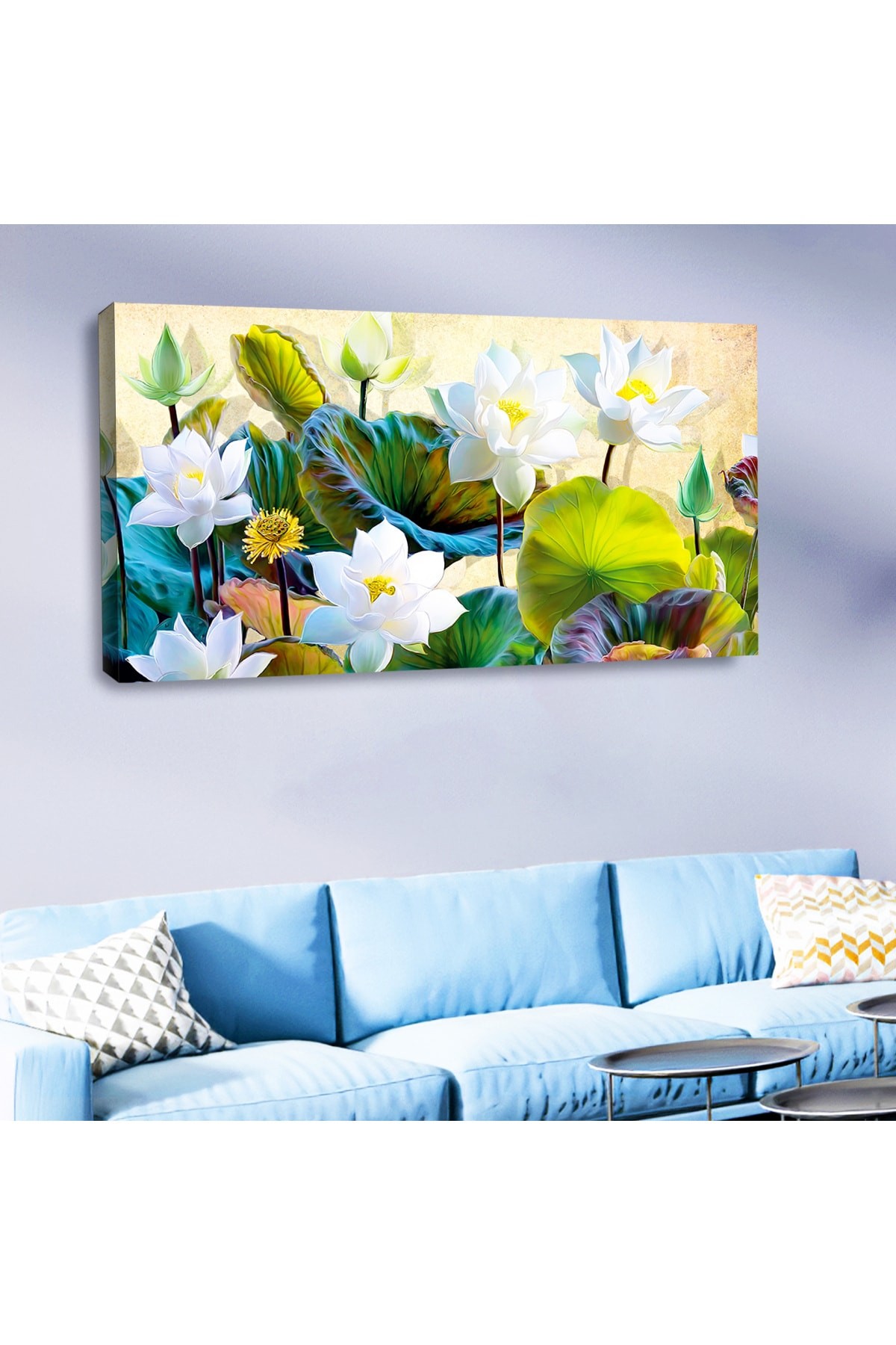 Ahşap Şase Dijital Baskı Kanvas Çiçek Tablosu 120X60Cm