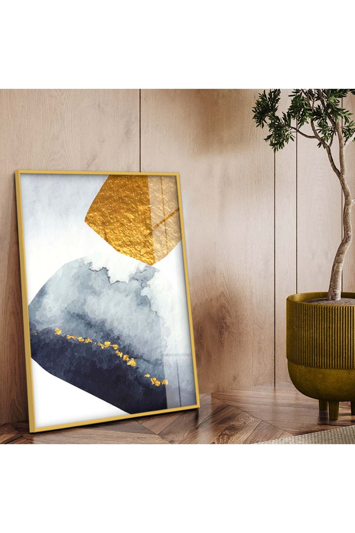 Tasarım Minimalist Tablo Soyut Tema Modern Çizim Metal Çerçeveli UV Baskı Kırılmaz Cam Tablo