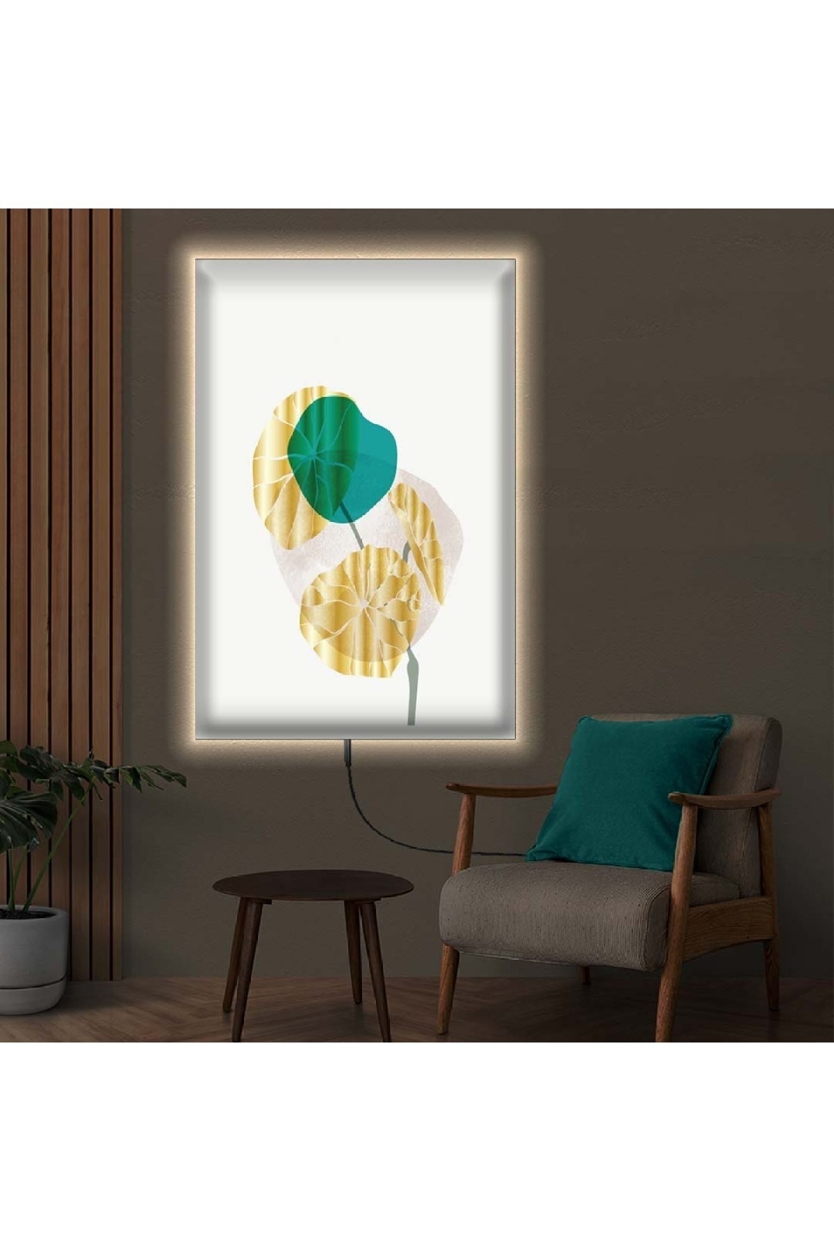 Oturma Odası Tablosu Sanatsal Ledli Soyut Desen Dijital Baskı Kanvas Tablo 90X60Cm