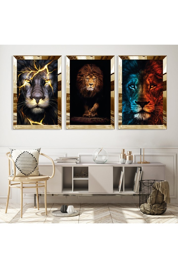 Aslan Gold Pleksili Saat Ve Solmaz MDF Tablo