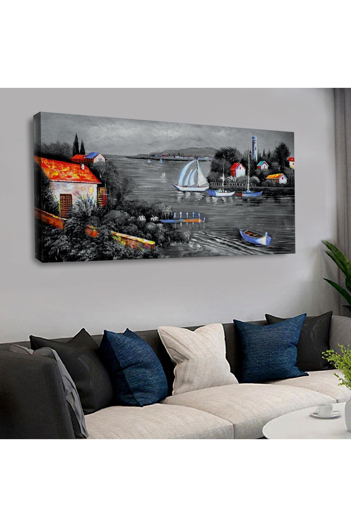 120 X 60 Saatli Kanvas Eski Istanbul Tablo