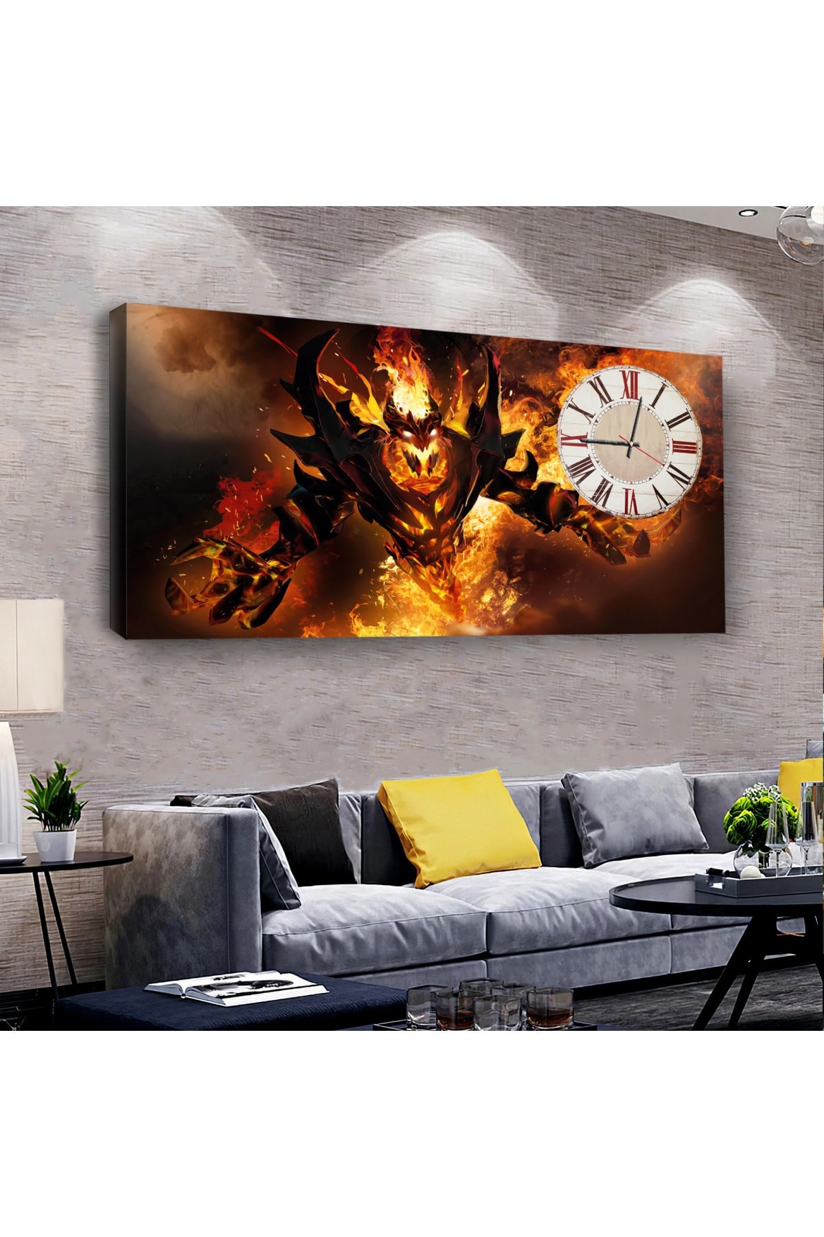Tasarım Sanal Dünya saatliAhşap Şase Dijital Baskı Kanvas Tablo 120X60Cm