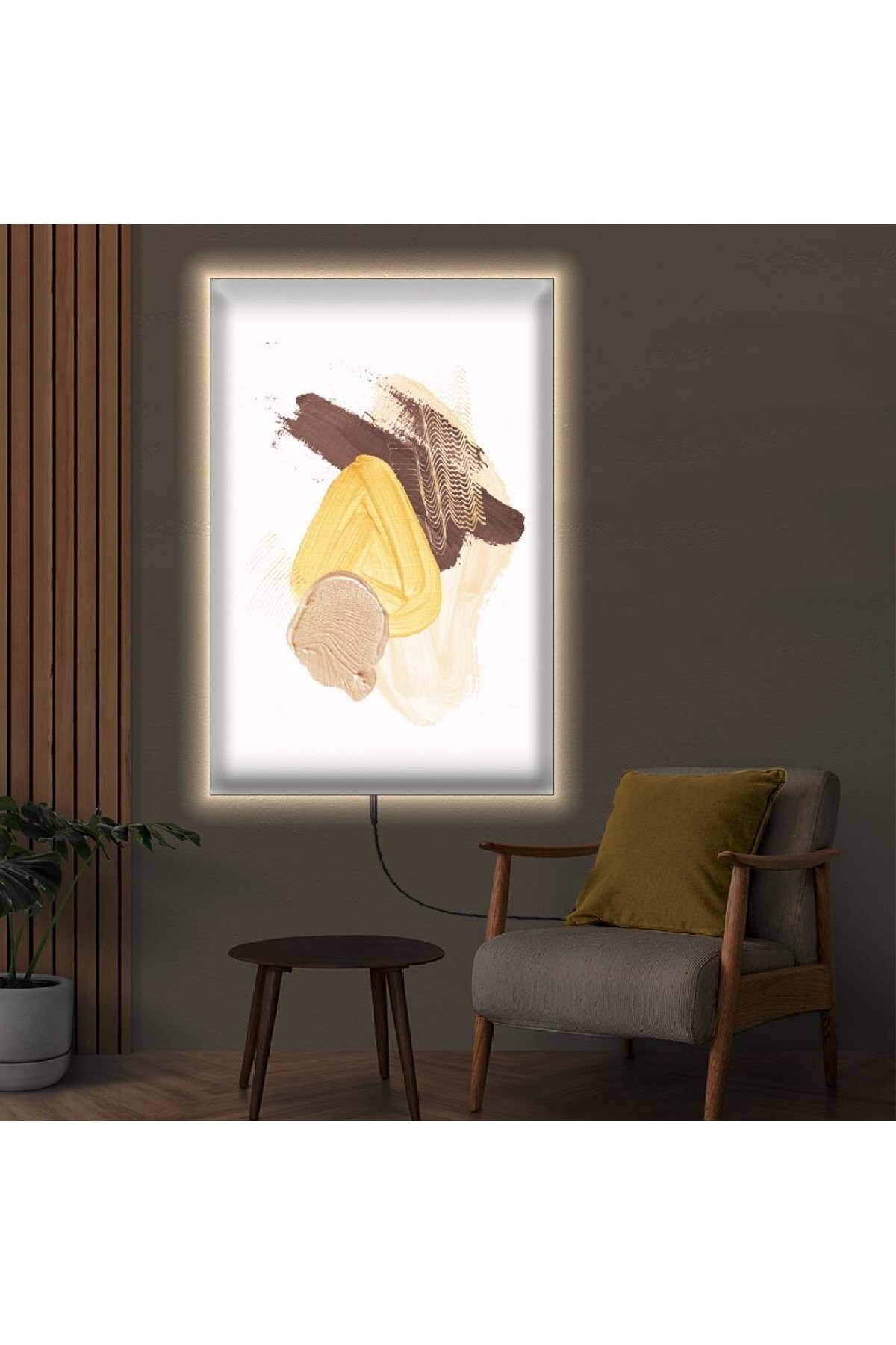 Modern Ofis Tablosu Ledli Modern Çizim Ahşap Şase Dijital Baskı Kanvas Tablo 50X70Cm