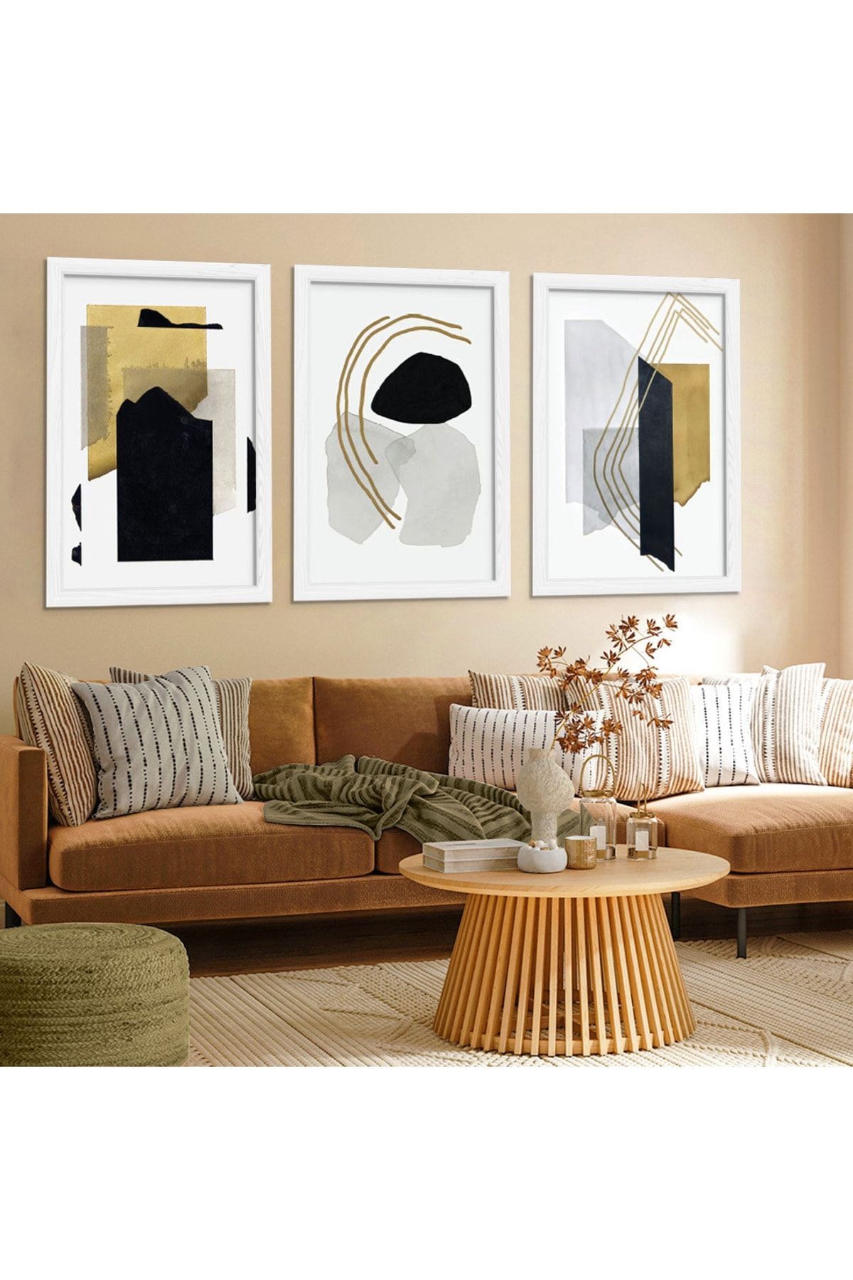 Beyaz Ahşap Çerçeveli Modern Tablo