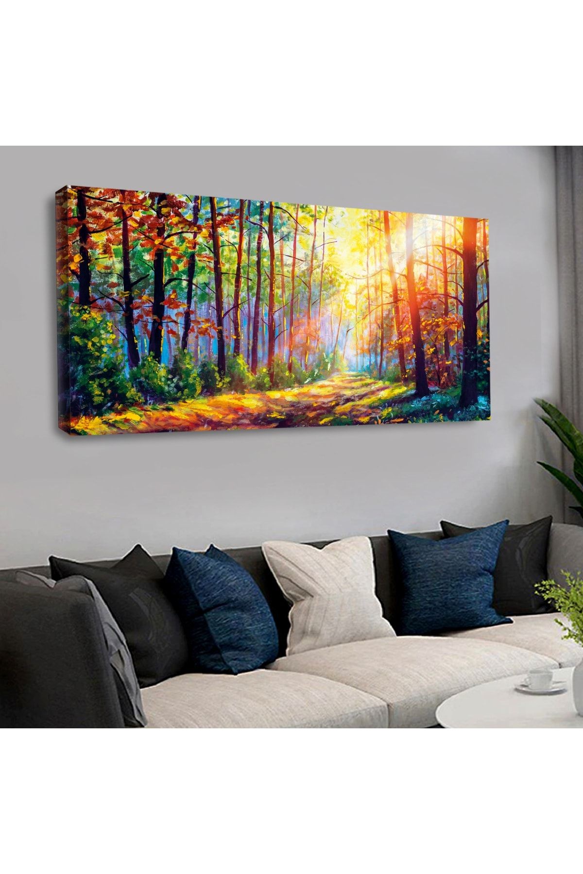 120 X 60 Cm Kanvas Renkli Orman Tablo