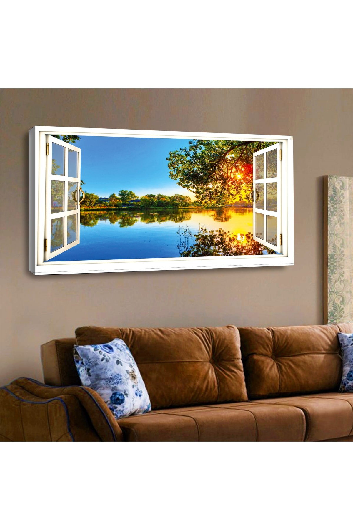 Tasarım Duvar Tablo Ahşap Şase Dijital Baskı Kanvas Tablo 120X60Cm
