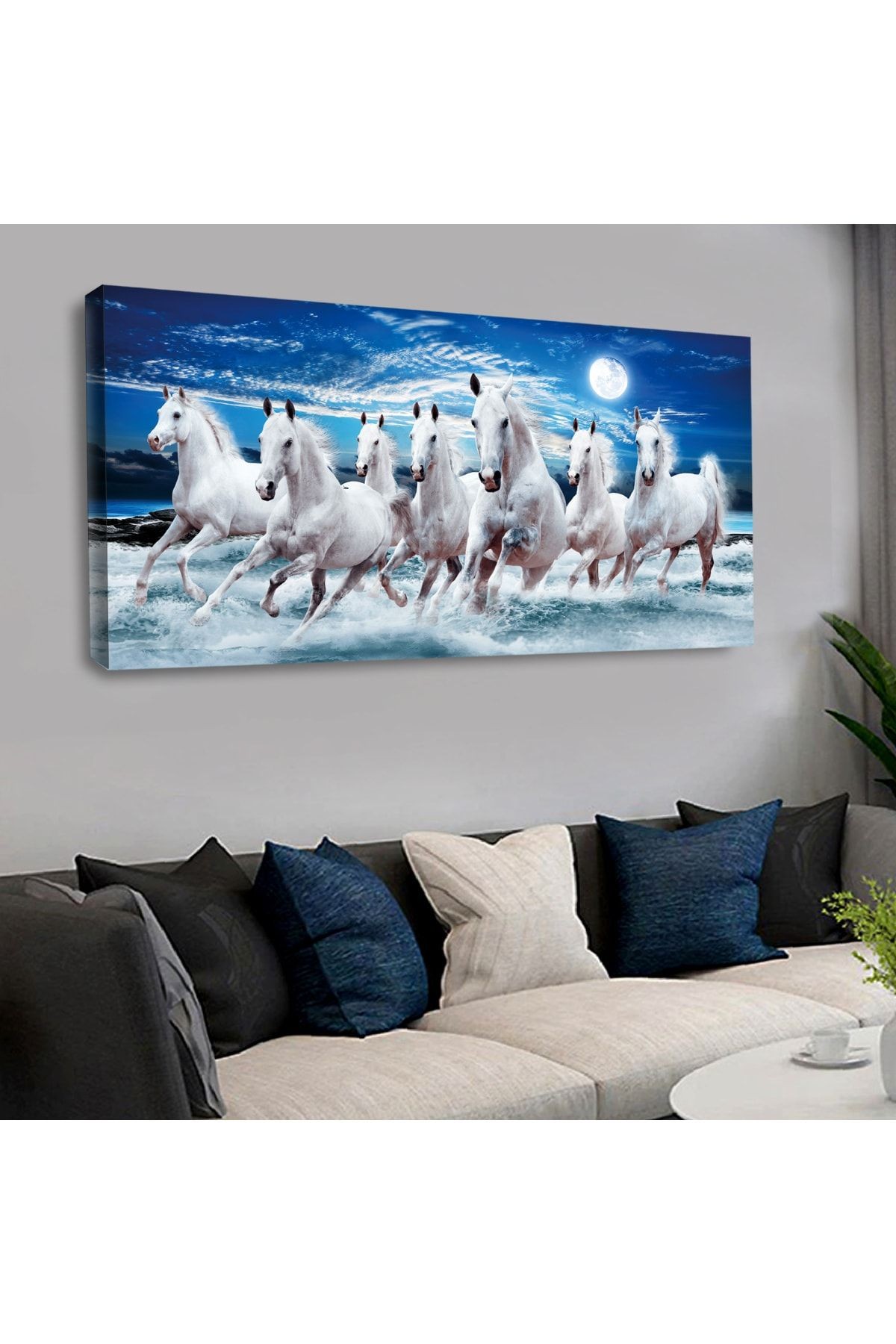 120 X 60 Cm Kanvas Koşan Atlar Tablo