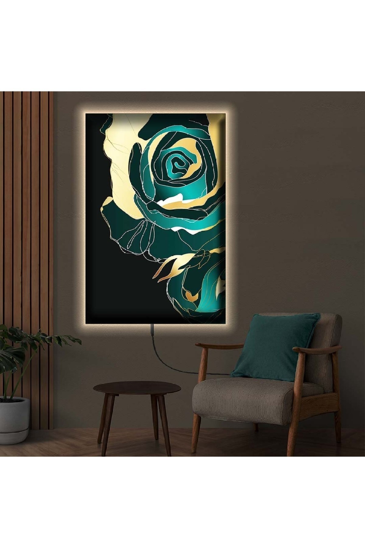 Oturma Odası Tablosu Ledli Soyut Desen Çiçek Dijital Baskı Kanvas Tablo 50X70Cm