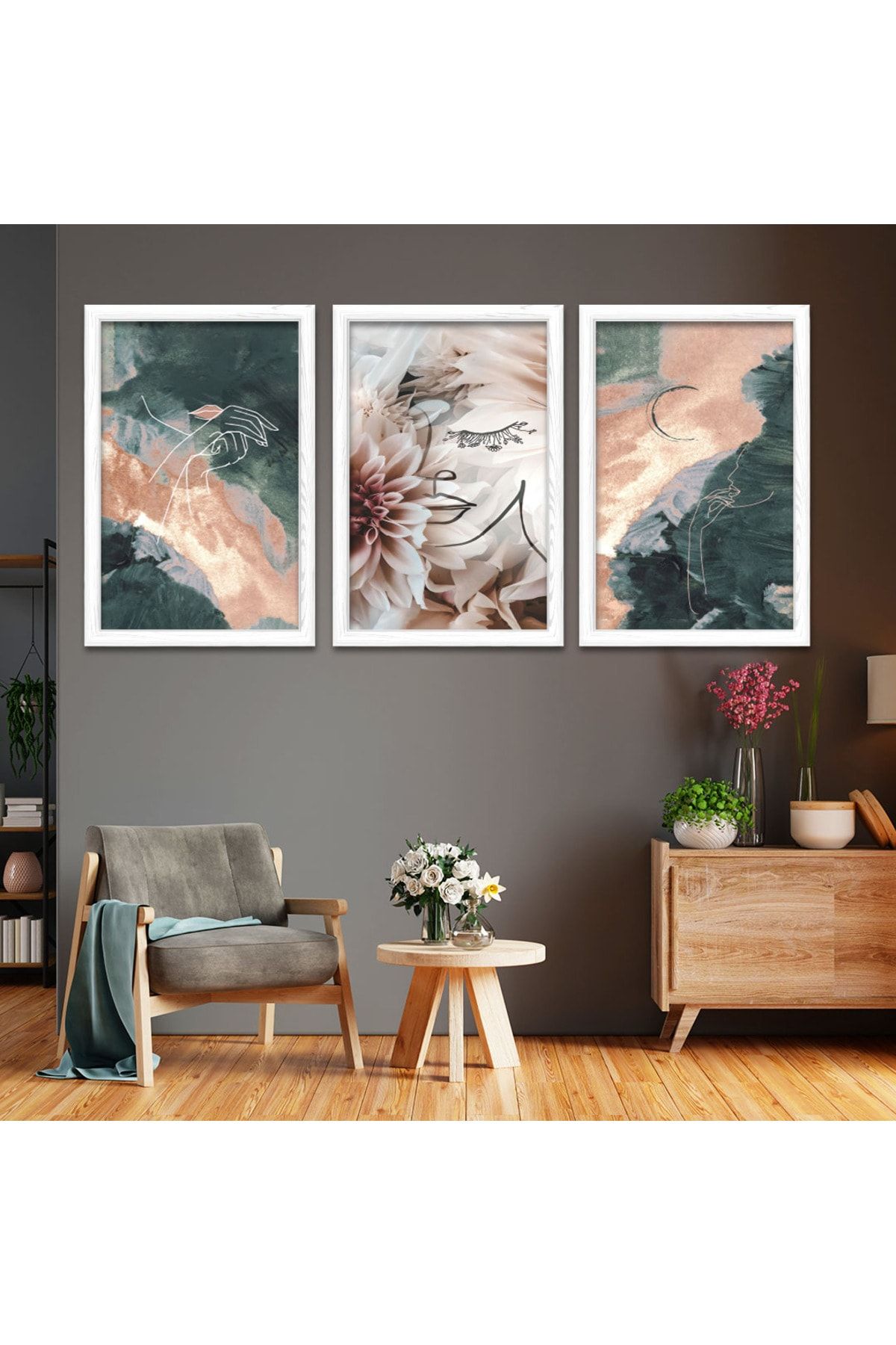 Beyaz Ahşap Çerçeveli Modern Çizim Tablo