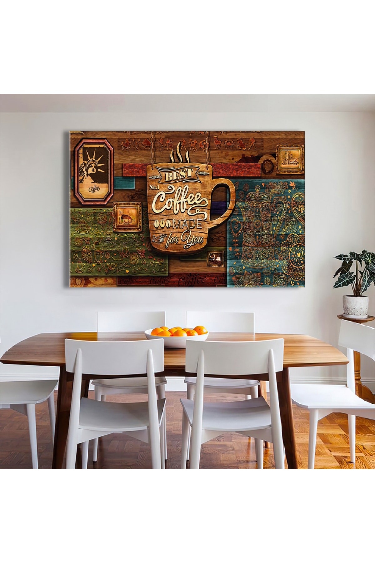 Best Coffe Ahşap Şase Dijital Baskı Kanvas Tablo 120X80Cm