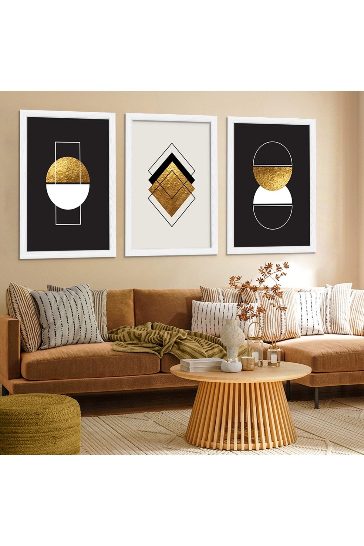 Beyaz Ahşap Çerçeveli Modern Tablo