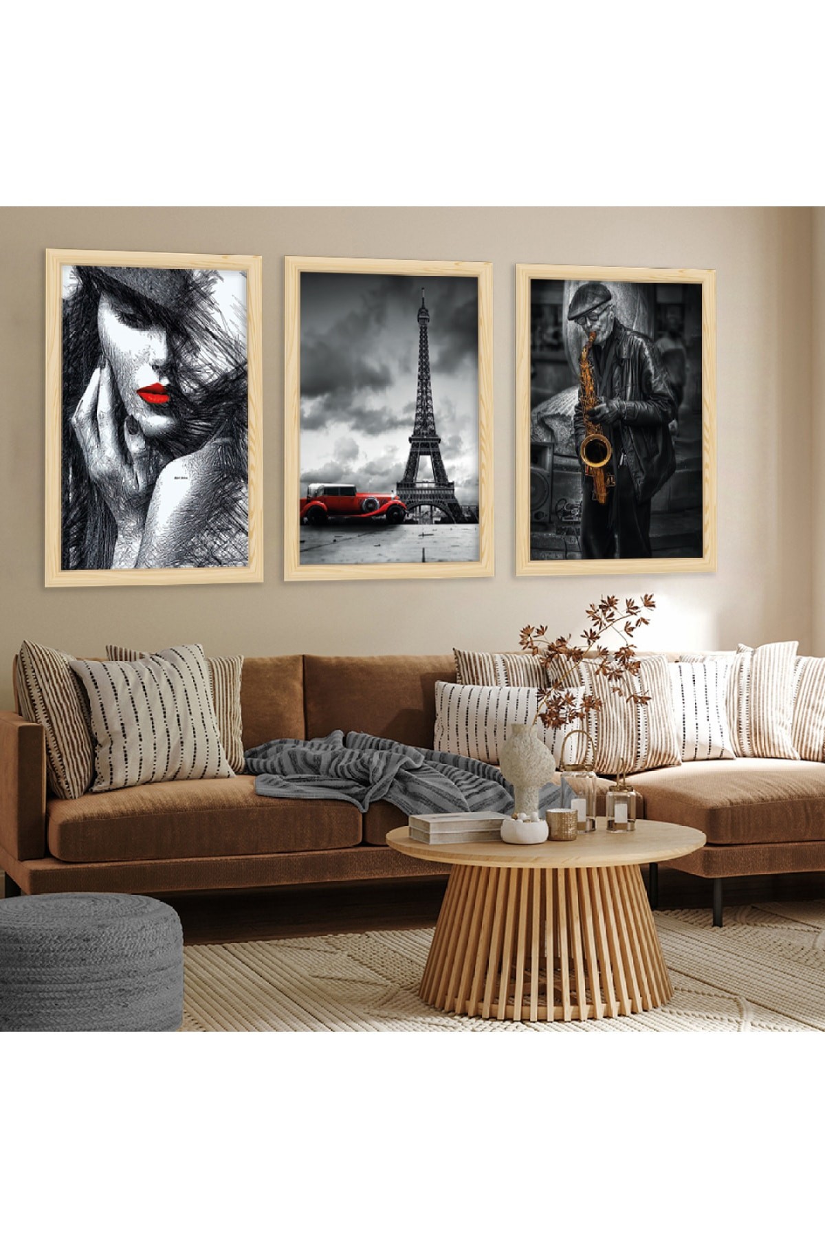 Ahşap Çerçeveli Yüksek Kaliteli UV Baskı Eiffel Kulesi Tablo