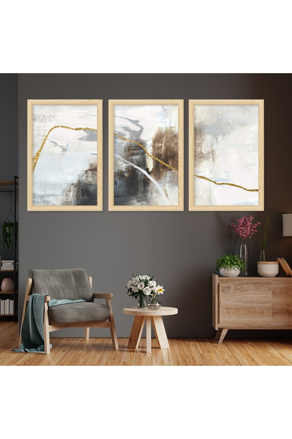 Sanatsal Tablo Ahşap Çerçeveli Kolaj Çizim Modern Tablo