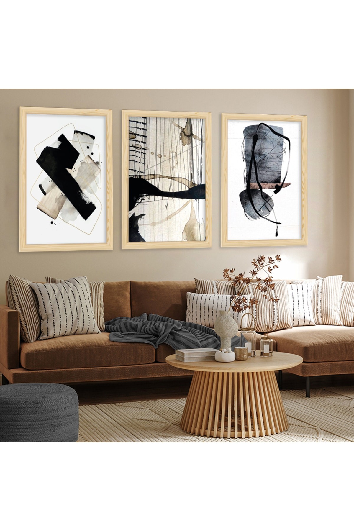 Minimal Sanat Tablosu Ahşap Çerçeveli Modern Tablo
